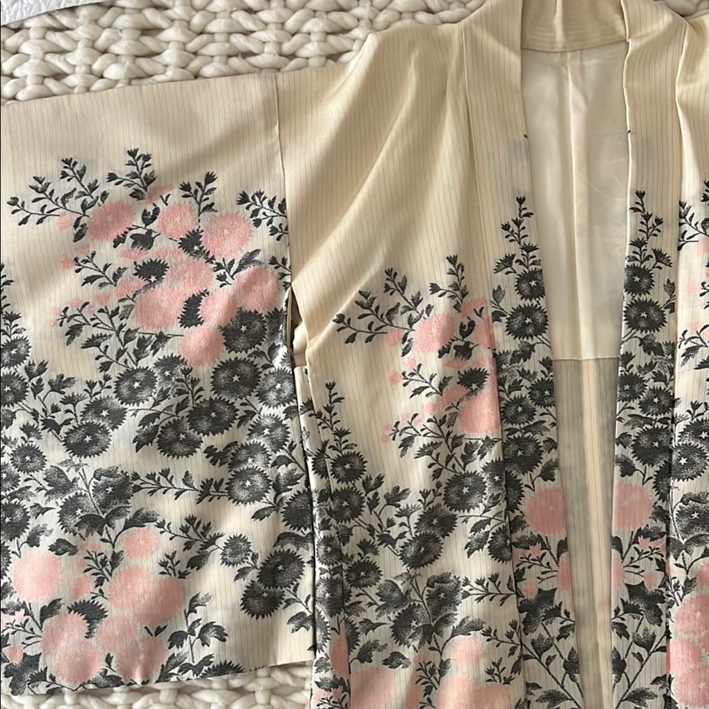 Floral Kimono with Pink and Black Design